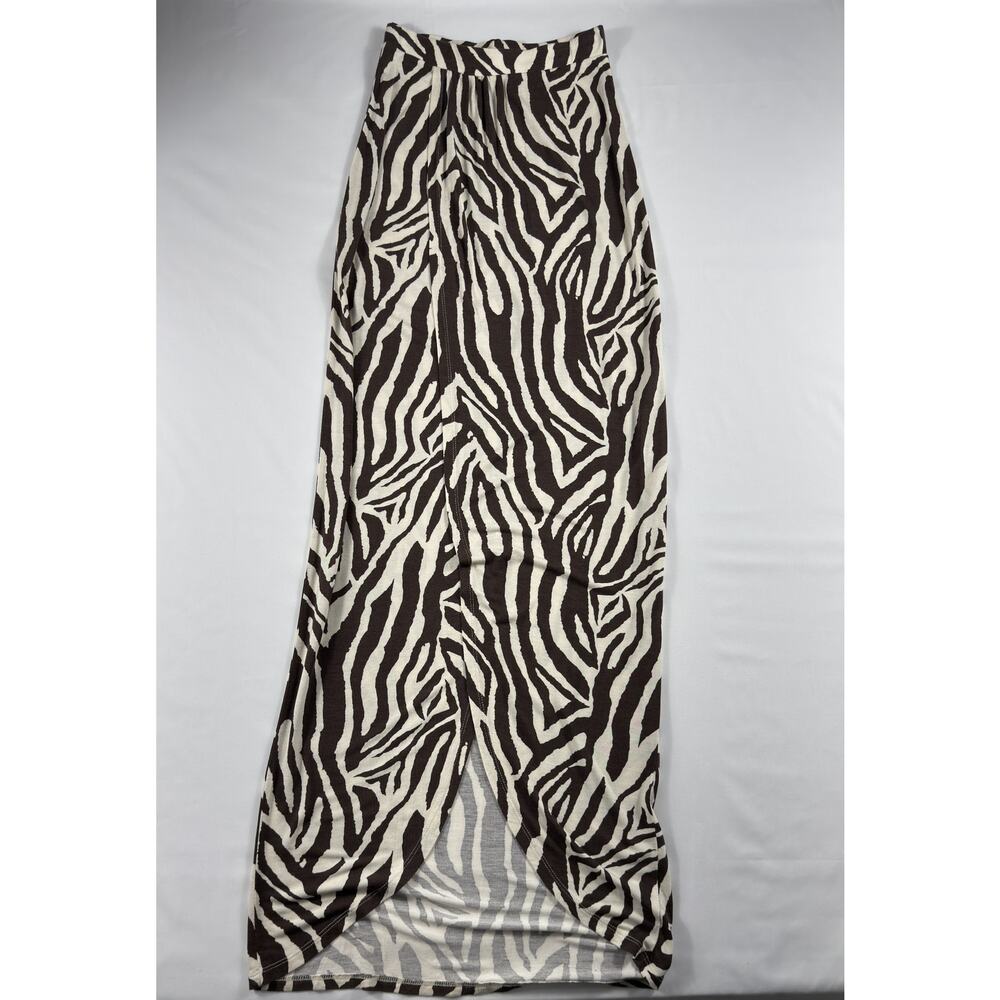 ASOS DESIGN high split maxi skirt size 2 in mono zebra print
